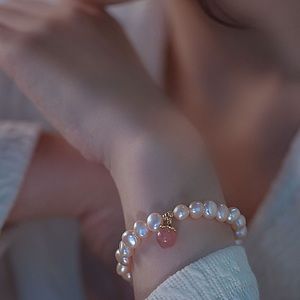 Freshwater Pearl Peach Bracelet, Pink Pearl